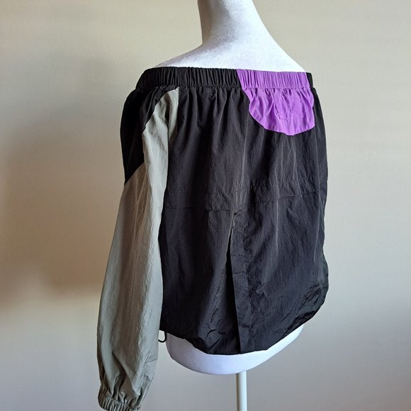 Alexander Wang Off-the-Shoulder Colorblock Wind-Resistant Jacket Size XS - Picture 9 of 16